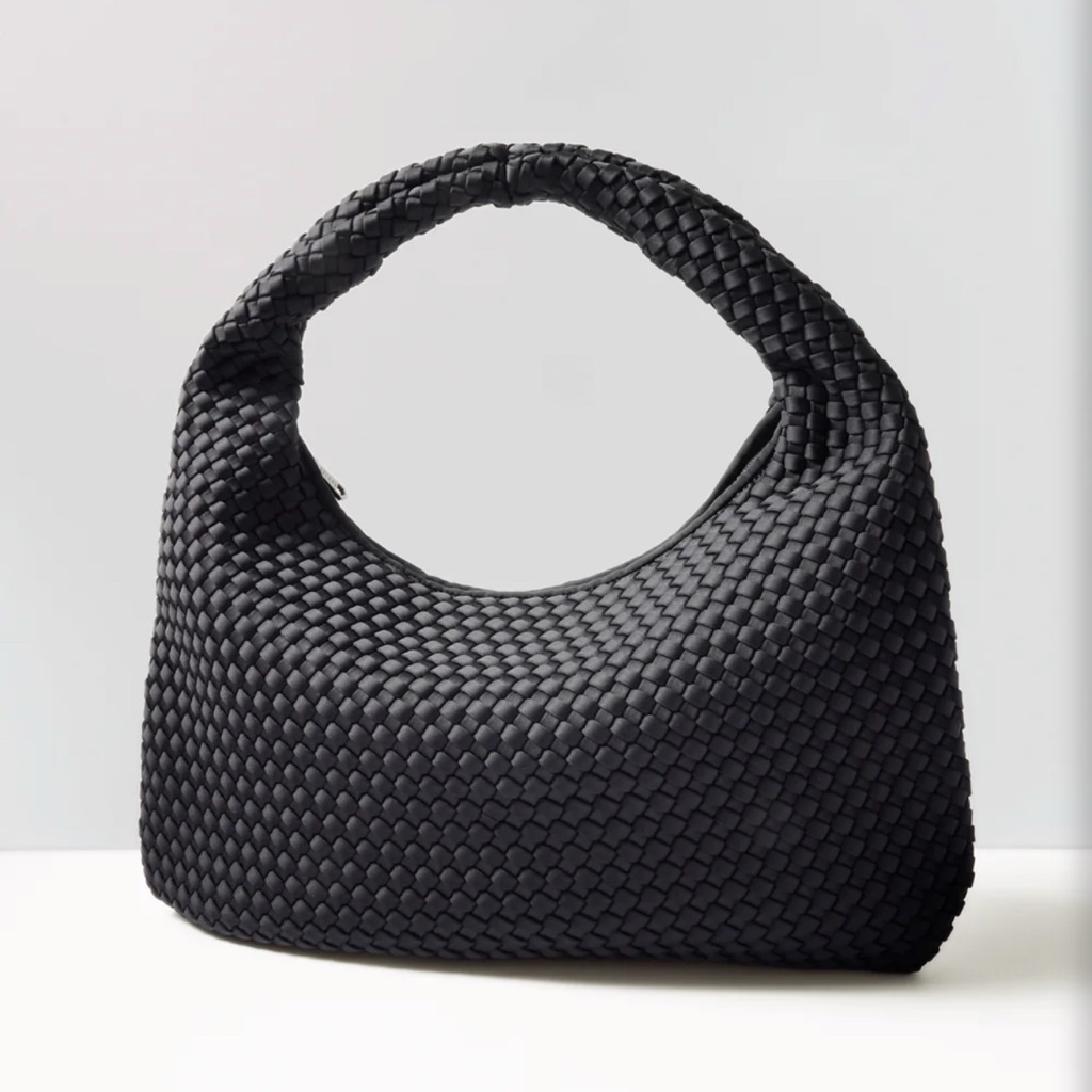 Sol And Selene Dare To Dream Large Hobo Woven Neoprene Black Handbag Purse